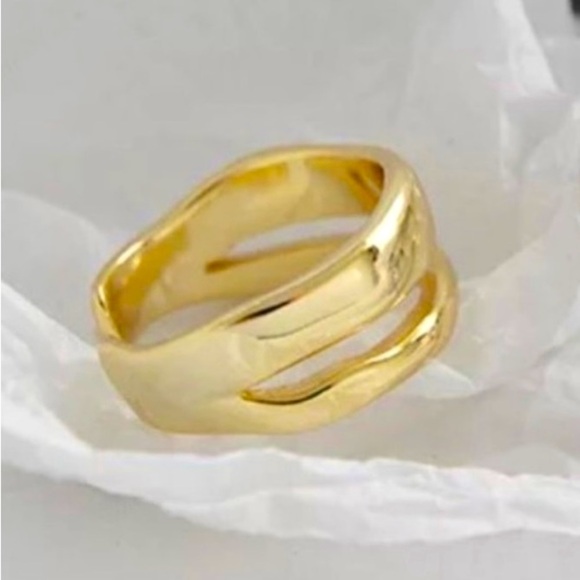 Adjustable 14k vermeil - Sterling Silver gold double Ring 925 - Picture 5 of 13